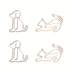 10pcs Pack Cats Dogs Metal Paper Clips Bookmarks For Notebooks Sticky Notes Offi