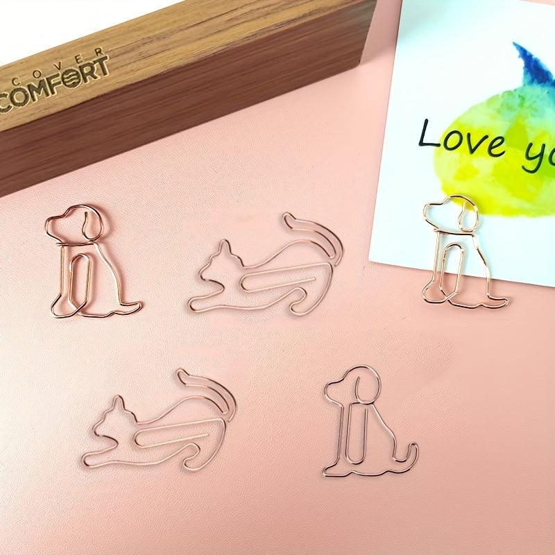 10pcs Pack Cats Dogs Metal Paper Clips Bookmarks For Notebooks Sticky Notes Offi