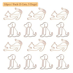 10pcs Pack Cats Dogs Metal Paper Clips Bookmarks For Notebooks Sticky Notes Offi