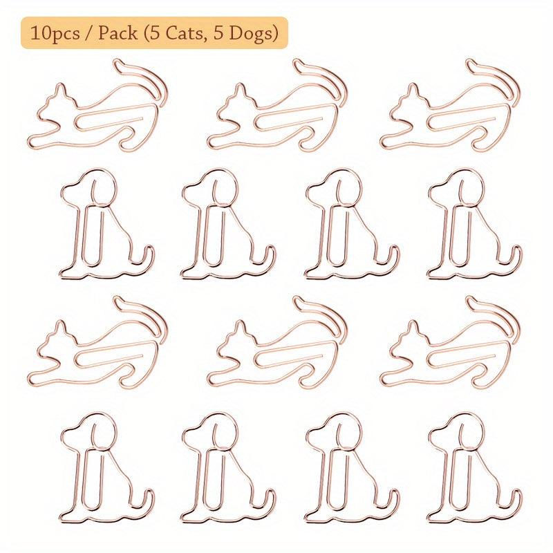 10pcs Pack Cats Dogs Metal Paper Clips Bookmarks For Notebooks Sticky Notes Offi