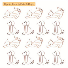 10pcs Pack Cats Dogs Metal Paper Clips Bookmarks For Notebooks Sticky Notes Offi