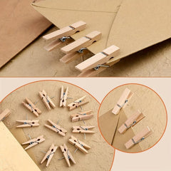 30pcs Wooden Push Pins with Clips Decorative Thumbtacks for Cork Board