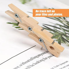 30pcs Wooden Push Pins with Clips Decorative Thumbtacks for Cork Board