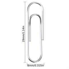 100 Metal Paper Clips 29mm Standard Large Paper Clips