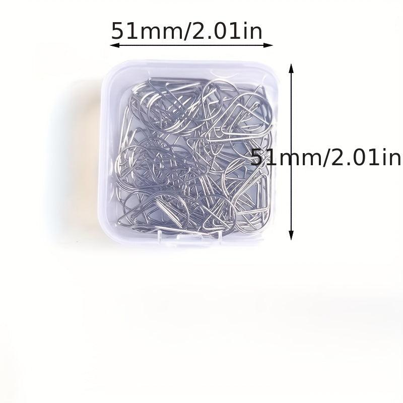 50pcs Water Drop Paper Clip Box Curved Needle Clip Mini Clip