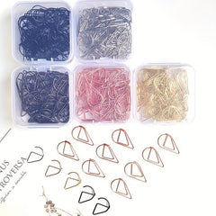 50pcs Water Drop Paper Clip Box Curved Needle Clip Mini Clip