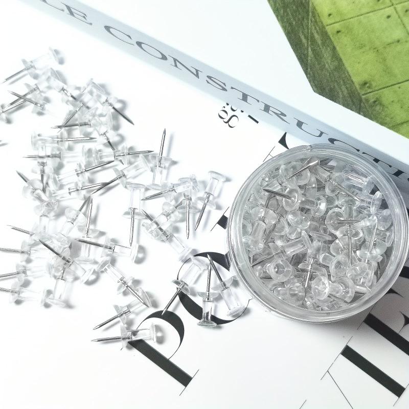 100pcs Clear Push Pins Bulletin Board Thumb Tacks Home Office Craft Projects