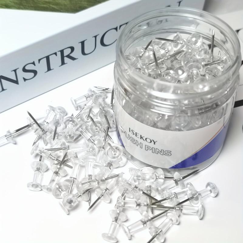 100pcs Clear Push Pins Bulletin Board Thumb Tacks Home Office Craft Projects