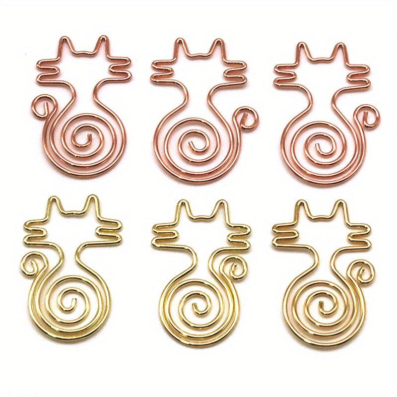 10pcs Mix Cat Shaped Metal Paper Clips for Notebooks Sticky Notes Chip Bags