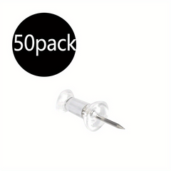 50-100 Push Pins for Bulletin Board Thumb Tacks w/ Clear Plastic & Steel Tips