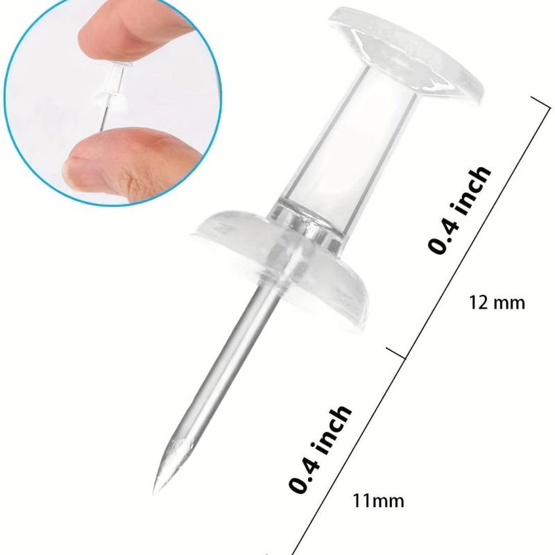 50-100 Push Pins for Bulletin Board Thumb Tacks w/ Clear Plastic & Steel Tips