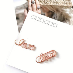 5Pcs Rose Paper Clips Heart Love Letter Book Coffee Cup Bookmark Clips