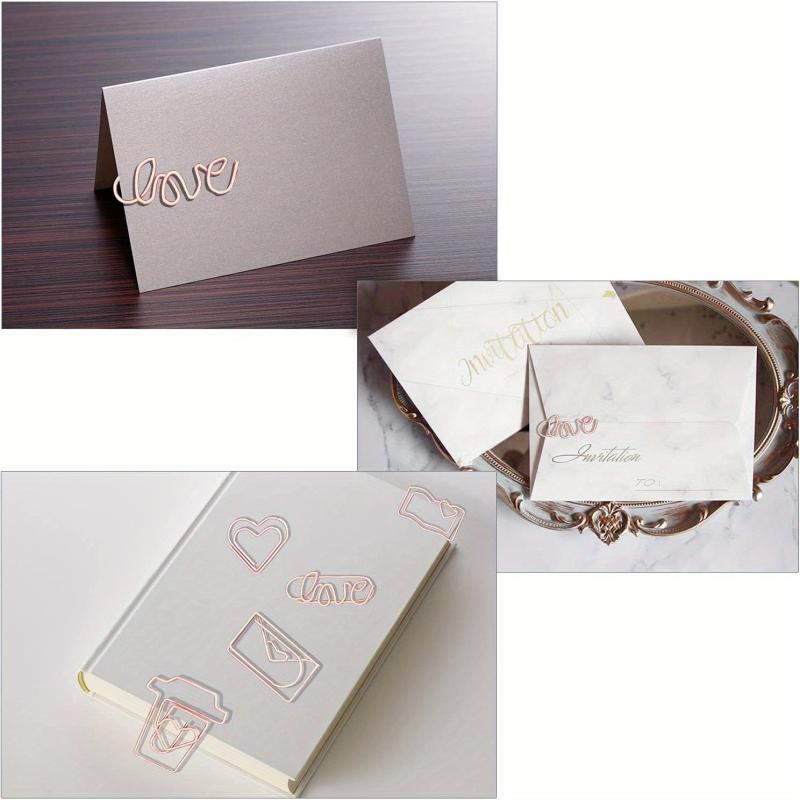5Pcs Rose Paper Clips Heart Love Letter Book Coffee Cup Bookmark Clips