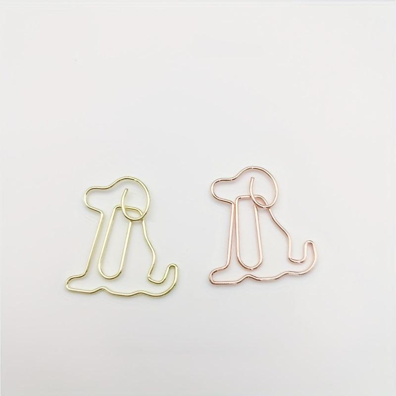 10pcs Golden Dog Shaped Metal Paper Clips