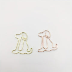 10pcs Golden Dog Shaped Metal Paper Clips