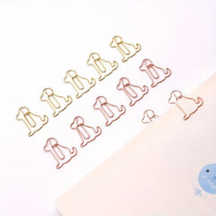 10pcs Golden Dog Shaped Metal Paper Clips