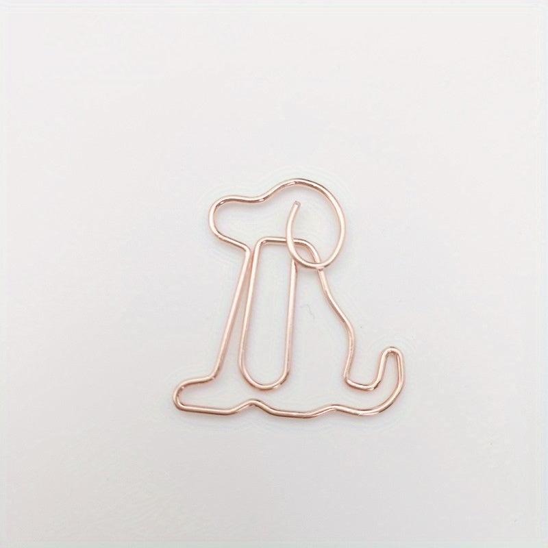 10pcs Golden Dog Shaped Metal Paper Clips