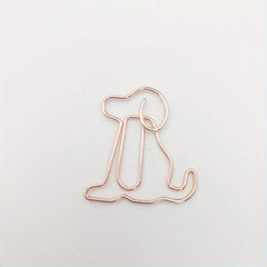 10pcs Golden Dog Shaped Metal Paper Clips