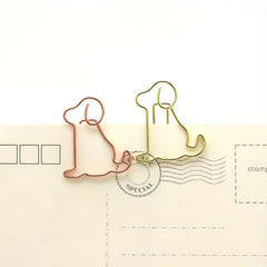 10pcs Golden Dog Shaped Metal Paper Clips