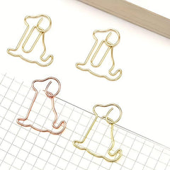 10pcs Golden Dog Shaped Metal Paper Clips