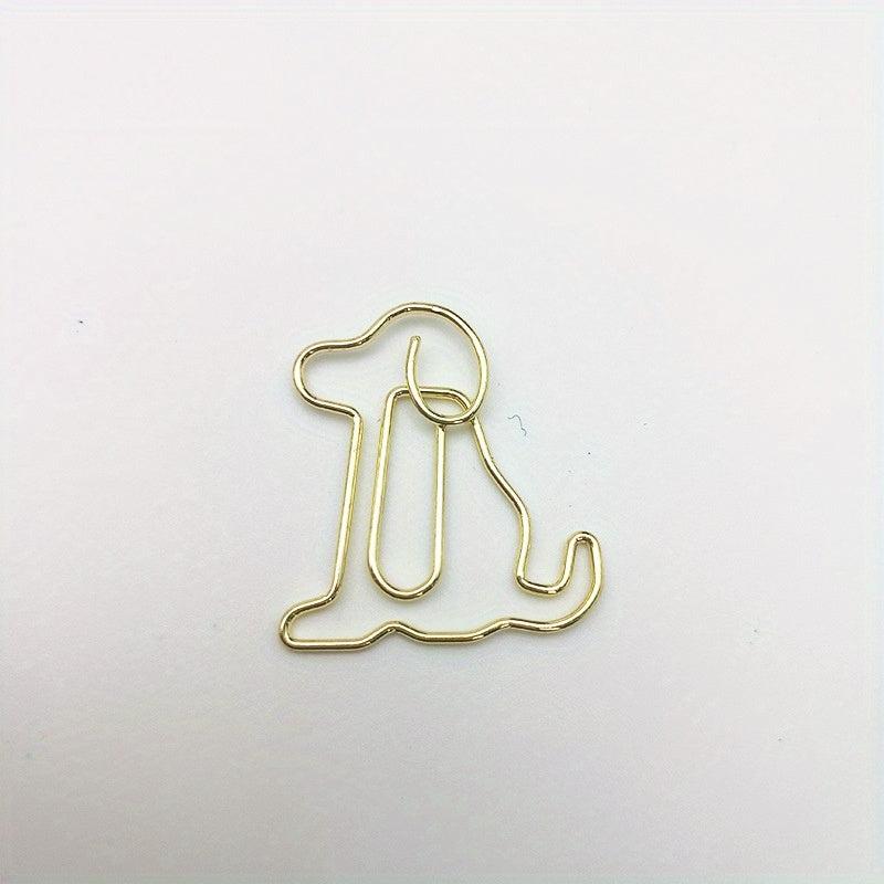 10pcs Golden Dog Shaped Metal Paper Clips