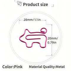 30pcs Pig Shaped Metal Paper Clips Pig Index Tabs Office School Stationery
