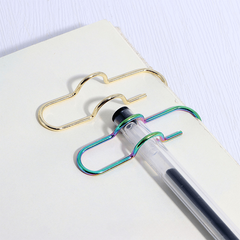 Metal Clip Bookmark Compact Pen Holder for Notebook and Office