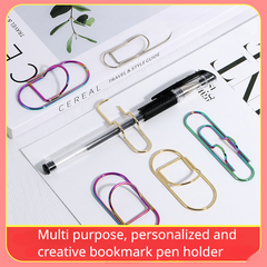 Metal Clip Bookmark Compact Pen Holder for Notebook and Office