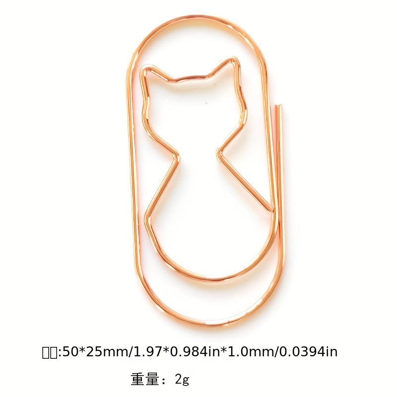 10pcs Golden Rose Cat Shaped Paper Clip Set