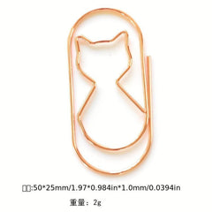 10pcs Golden Rose Cat Shaped Paper Clip Set