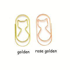 10pcs Golden Rose Cat Shaped Paper Clip Set