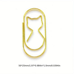 10pcs Golden Rose Cat Shaped Paper Clip Set