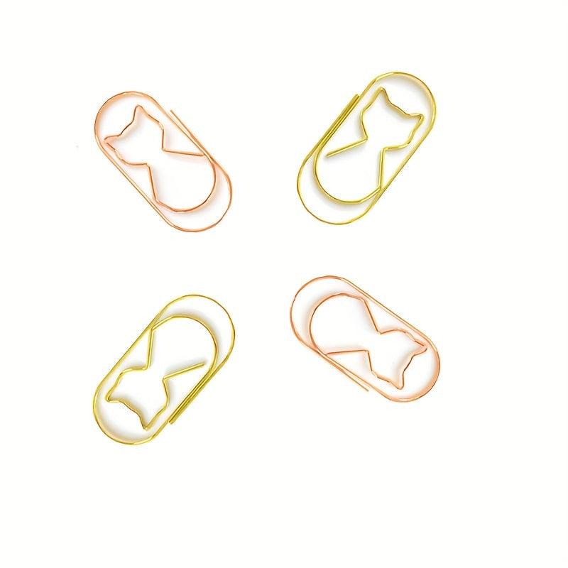 10pcs Golden Rose Cat Shaped Paper Clip Set