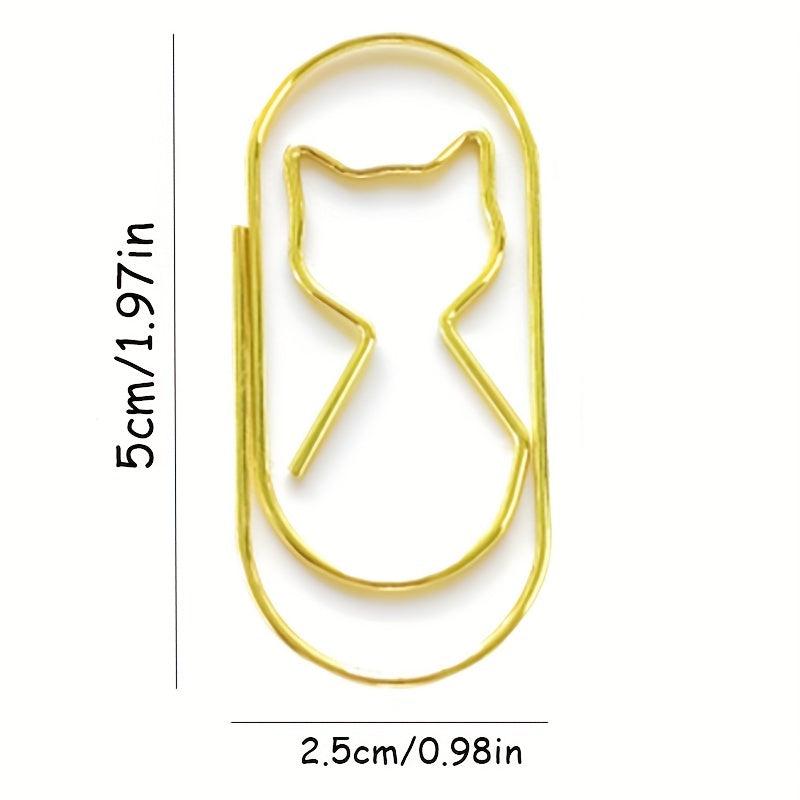 10pcs Golden Rose Cat Shaped Paper Clip Set