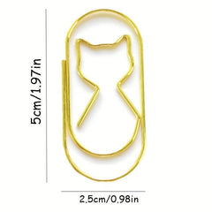 10pcs Golden Rose Cat Shaped Paper Clip Set
