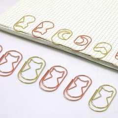 10pcs Golden Rose Cat Shaped Paper Clip Set