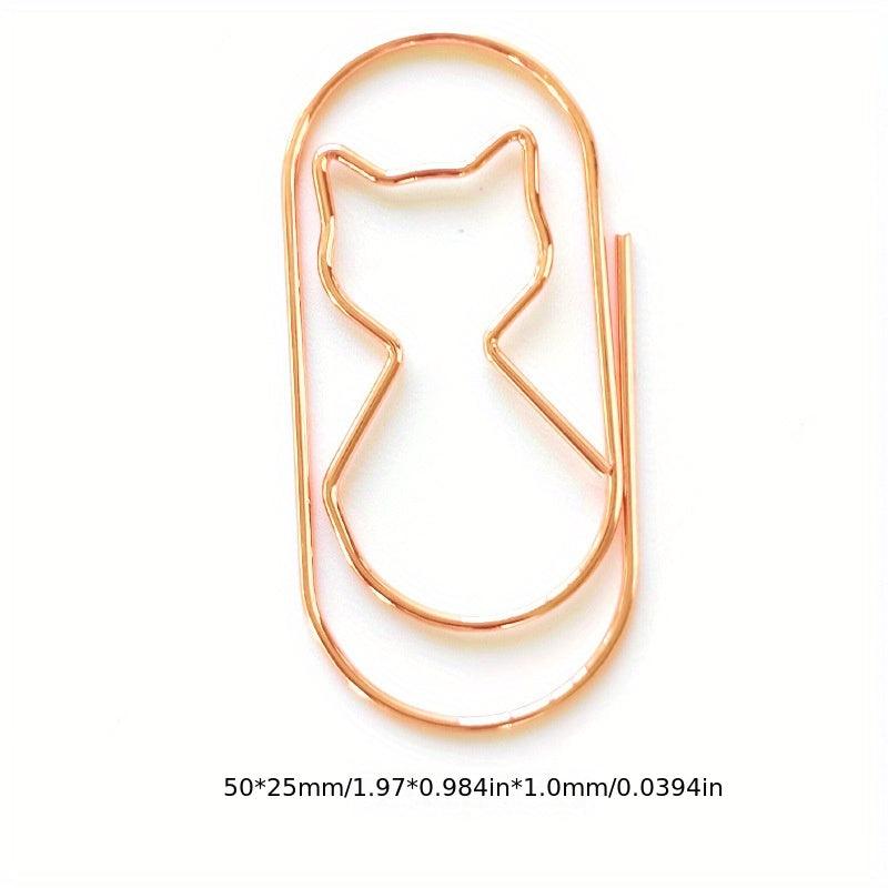 10pcs Golden Rose Cat Shaped Paper Clip Set