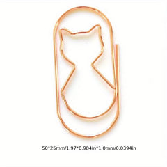 10pcs Golden Rose Cat Shaped Paper Clip Set