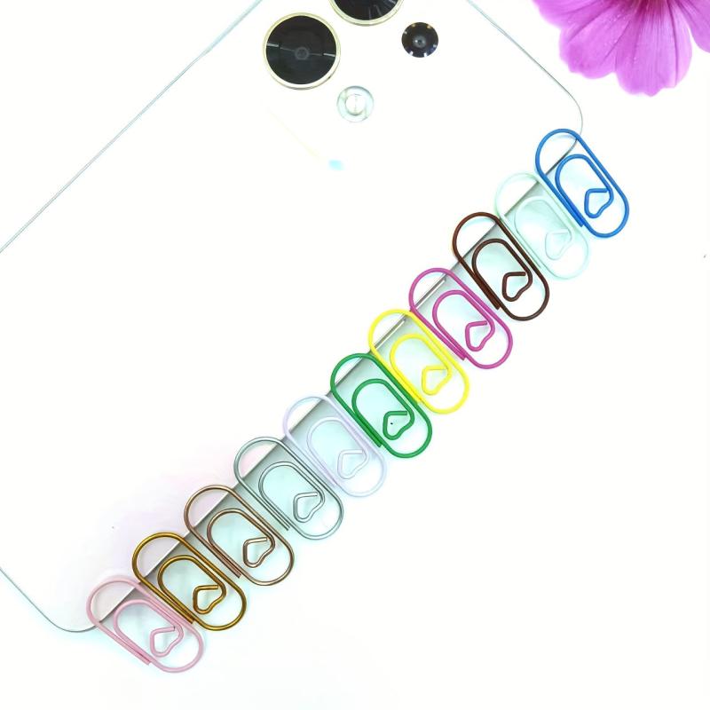 Colorful Heart Paperclip Mini Metal Paper Clips for Office School Home Desk Orga