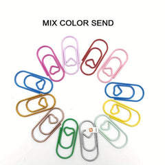 Colorful Heart Paperclip Mini Metal Paper Clips for Office School Home Desk Orga