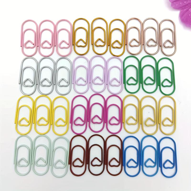 Colorful Heart Paperclip Mini Metal Paper Clips for Office School Home Desk Orga