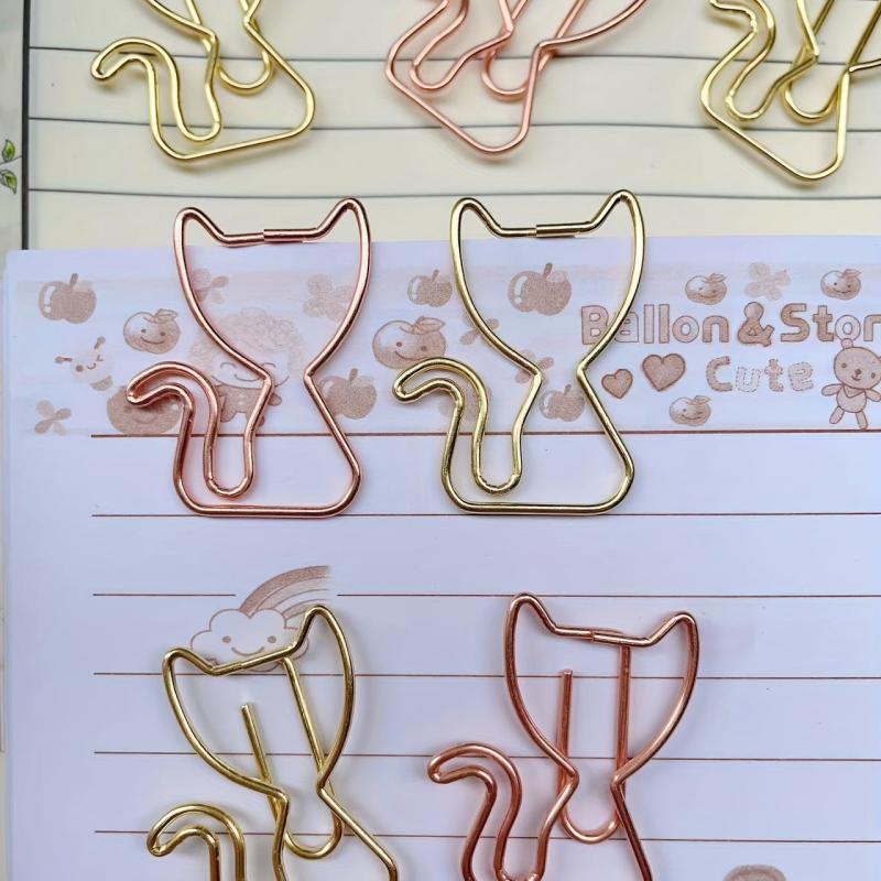 10pcs Mix Cat Kitten Shaped Metal Paper Clips Cartoon Little Cat Bookmarks