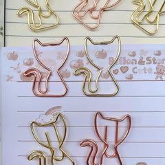10pcs Mix Cat Kitten Shaped Metal Paper Clips Cartoon Little Cat Bookmarks