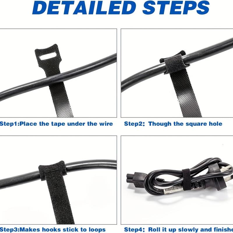 10PCS Reusable Cable Ties with Carabiners for Cable Management