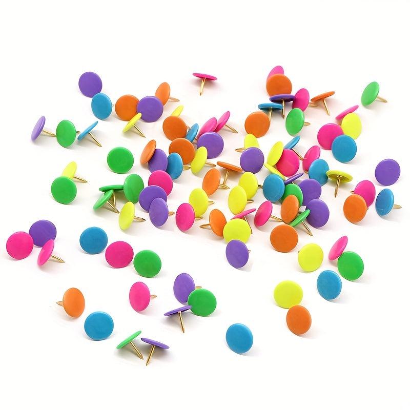 1600 Colorful Plastic Coated Push Pins in Small Box - 16 Colors