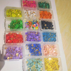 1600 Colorful Plastic Coated Push Pins in Small Box - 16 Colors