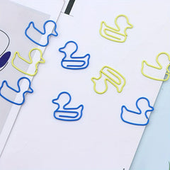 20pcs Duck Shaped Paperclip Fun Stationery Yellow Duck Paper Clip