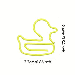 20pcs Duck Shaped Paperclip Fun Stationery Yellow Duck Paper Clip
