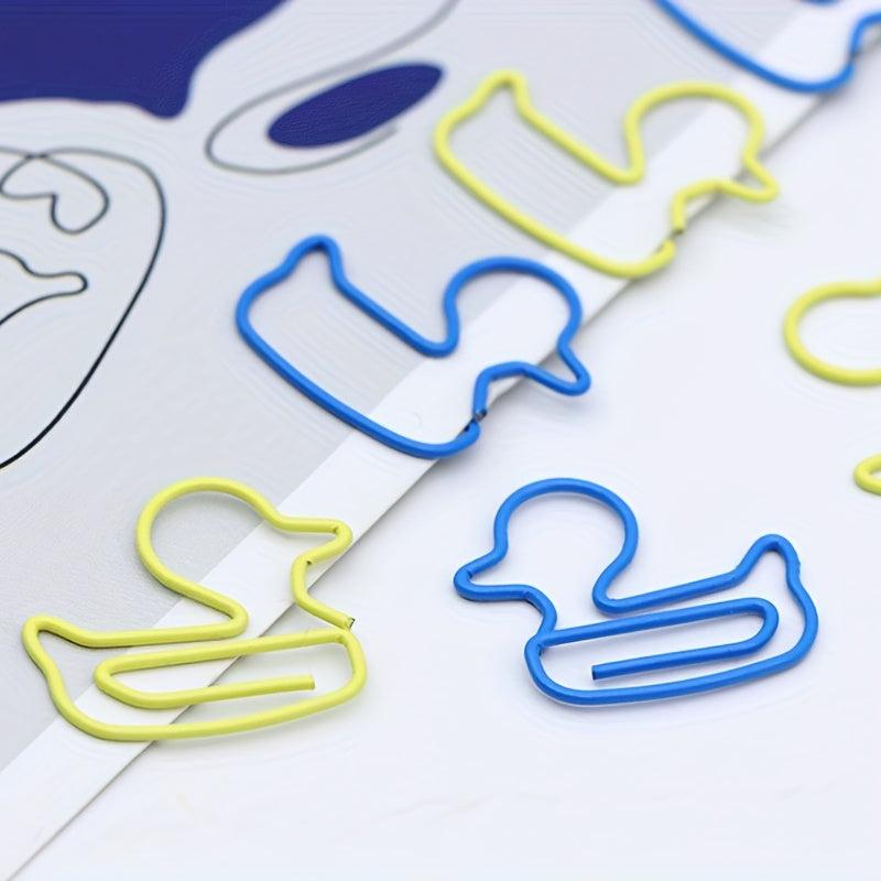 20pcs Duck Shaped Paperclip Fun Stationery Yellow Duck Paper Clip