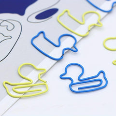 20pcs Duck Shaped Paperclip Fun Stationery Yellow Duck Paper Clip